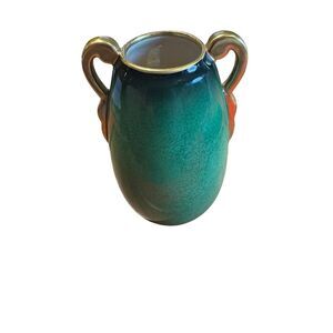 Carlton Ware "Vert Royale" Art Nouveau Green Vase w/ Dual Handles